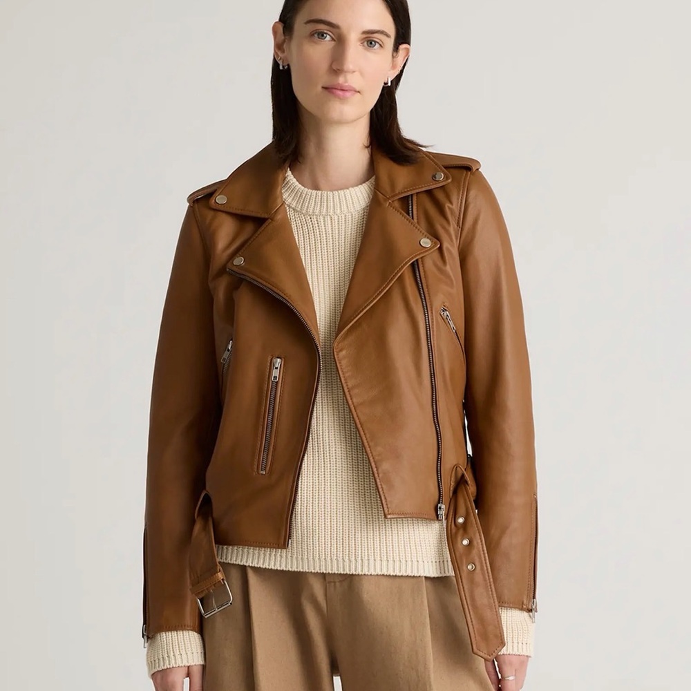 Quince Tan Leather Motocycle Jacket